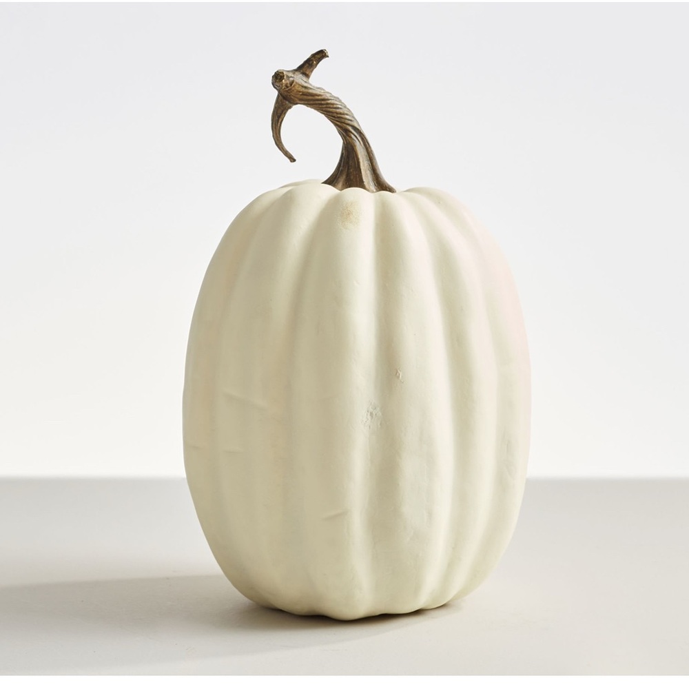 Pottery Barn Oversized White Rustic Halloween Pumpkin- 7.5”